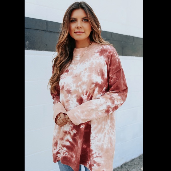 Free People Tops - Free People oversized Tie Dye Beach Tee - Mango